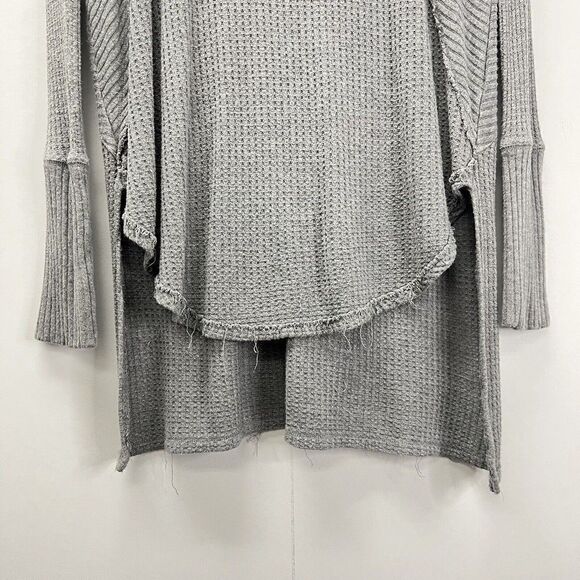 Free People Gray Ventura Raglan Waffle Knit Thermal Top Long Sleeve Size S - Picture 4 of 10
